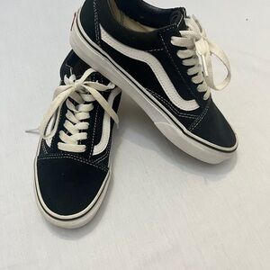 Vans Old Skool Black White Low Canvas Suede Classic Skater Basic Shoes Women 5.5